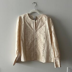 Elegant Cream Eyelet Women's Blouse
